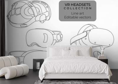 VR headset metaverse line drawing outline editable vector  tech product collection	 Wall mural