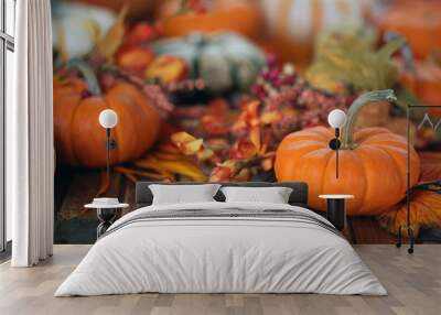 Autumn pumpkin background Wall mural