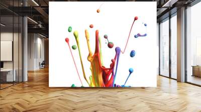 colorful paint splashing isolated on white Wall mural