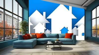 Group of houses illustration - 3d render Wall mural