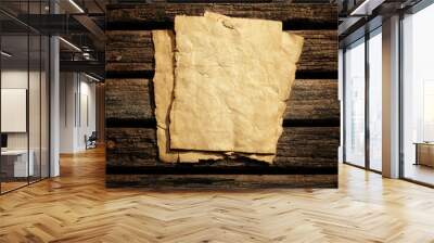 Old paper on wooden wall Wall mural