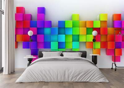 rainbow of colorful blocks abstract background - 3d render Wall mural