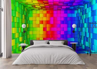 Rainbow of colorful boxes Wall mural