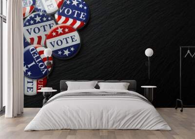 Red, white, and blue vote buttons background Wall mural