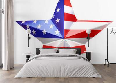 Shiny star with USA flag - 3D rendering Wall mural