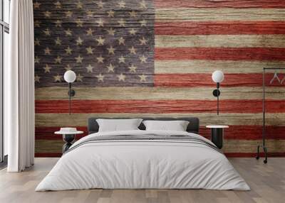 Worn vintage American flag background Wall mural