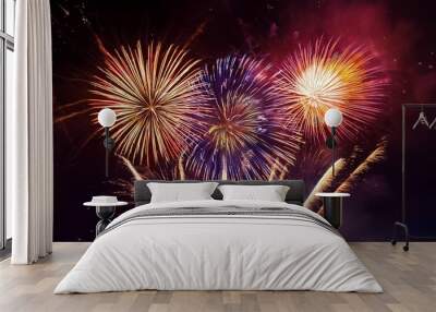 fireworks display celebration with sound audio colorful firework 4k Wall mural