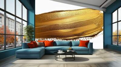 gold paint brush stroke abstract gold glittering textured art illustration Wall mural