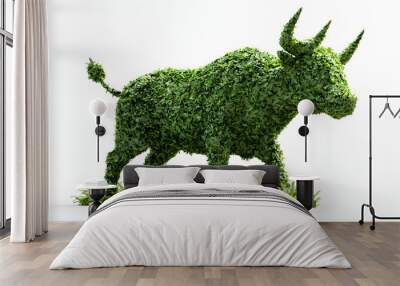 A 3D depiction of green bull market symbols isolate on white background Wall mural