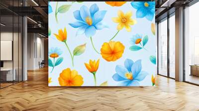 Vibrant watercolor flowers seamless background 2 Wall mural