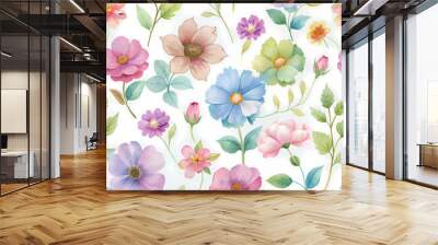 Watercolor floral illustration backdrop 2 Wall mural