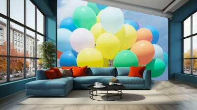 Colorful balloons -birthday, celebration and party decoration concept. Wall mural