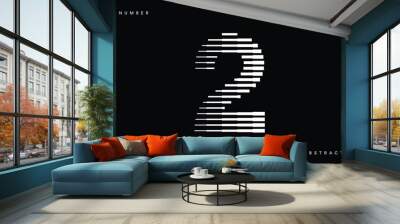 Number 2 Logo with Horizontal Halftone Line Pattern Wall mural