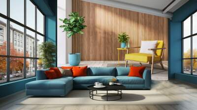 Contemporary living room designs and decorating ideas  with modern mid county furniture  .3d render Wall mural