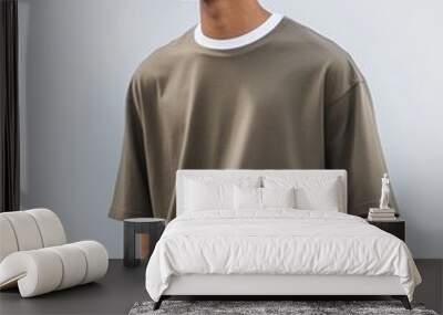 A handsome young model wearing blank tshirt for mockup template Wall mural