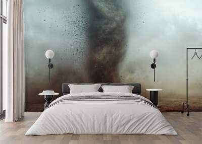 A swirling twister kicks up dust and debris in a dramatic display of natures raw power Wall mural