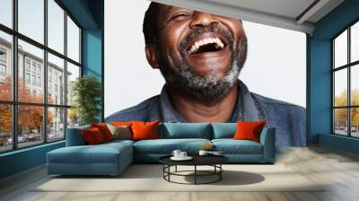 Men of various ethnicities express joy with vibrant laughter and smiles Wall mural