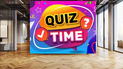 Quiz time label with question mark. Quiz time text effect, font editable, typography, 3d text. Quiz time emblem for business, marketing and advertising.
 Wall mural