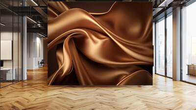 AI generated beautiful elegant brown soft silk satin fabric background with waves and folds Wall mural