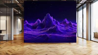 Background of metaverse landscape with big mountains and a deep blue sky with stars Wall mural