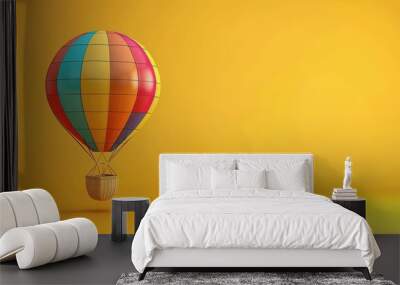 Colorful hot air balloons flying on the orange background Wall mural