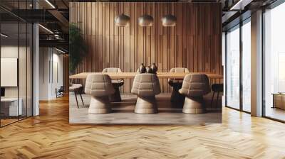 dinning room. wooden wall Wall mural