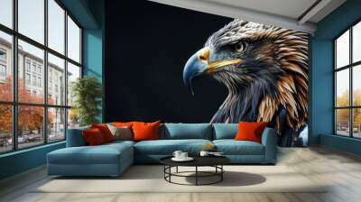 eagle, large bird of prey on a black background, art, fantasy, unusual bright predator Wall mural