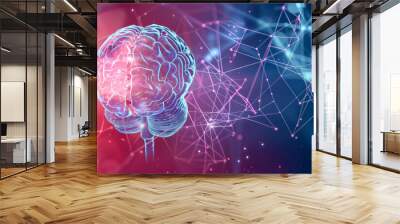 Abstract background of the human brain. Futuristic medical research concept. Wall mural