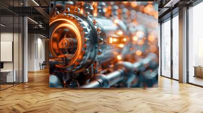 Abstract illustration of engine on the futuristic background. Innovation and technical progress concept. Wall mural