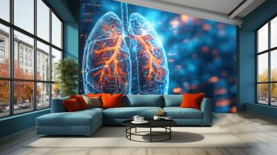 Abstract view of human lungs. Concept of respiratory system and pulmonary anatomy disease treatment. Wall mural