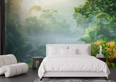 Beautiful background of the fog in the morning in forest in Brazil. Wall mural