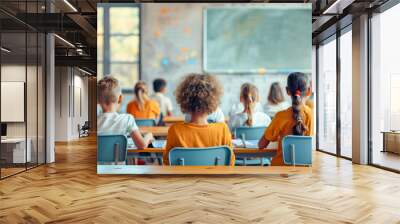 Children sitting at the classroom and studying. Concept back to school. Wall mural