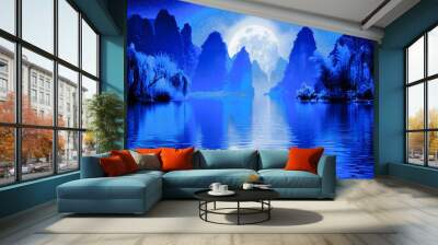 blue iceberg in the night Wall mural