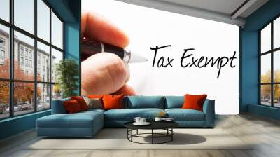 Hand writting Tax Exempt words on white background Wall mural