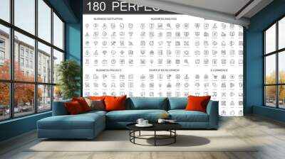 180 modern thin line icons set of business motivation, analysis, business essentials, business proje Wall mural