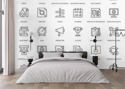 Business analytics thin line web icons set. Finance strategy information outline stroke icons design. Wall mural