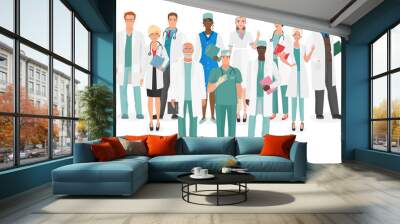 Hospital medical staff Team doctors together collection. Group of doctors and nurses people character set. Wall mural