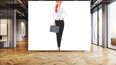 Muslim business lady. Modern arabic business woman in classical suit vector cartoon illustration Wall mural