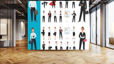 Vector Business man and business woman office character in different poses design set. Wall mural