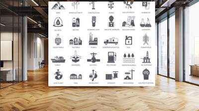 vector heavy and power industry black icon set. dark grey classic icon design for web. Wall mural