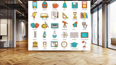 Vector School flat line icon set. Modern elegant style design  for web. Wall mural