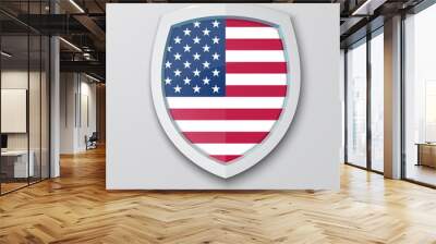 United State of America flag on shield. Vector illustration Wall mural