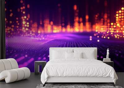 Abstract Digital Background with Purple and Orange Lights Wall mural