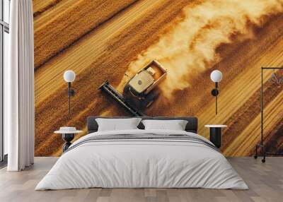 Harvesting Wheat With a Combine Harvester Wall mural