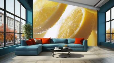 Lemon Slices Falling in Water with Bubbles Wall mural