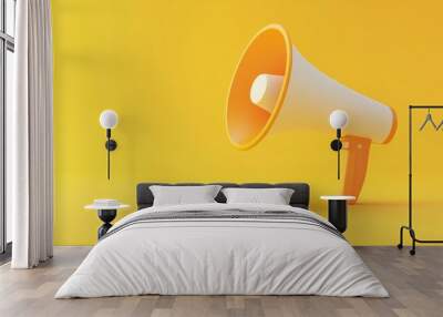 Orange and White Megaphone on Yellow Background Wall mural