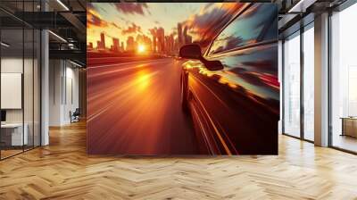 Sunset City Drive Wall mural