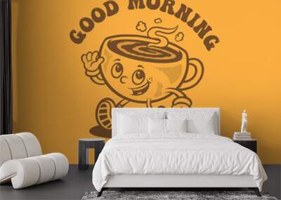 Good morning artwork. Mascot cartoon. Wall mural