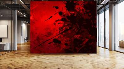 horror grunge bloody mystery splash fear artistic evil messy murder criminal crime monster death scary textured creepy abstract paint red and black background Wall mural