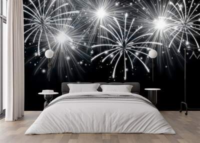 Abstract fireworks on pure dark background. Effect of sparks fireworks. Wall mural